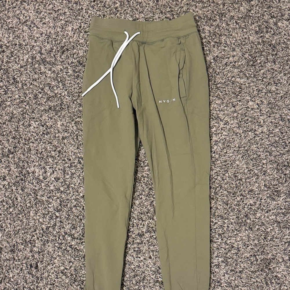 NVGTN Olive Leggings with White Drawstring joggers